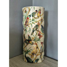 Multicolour Ceramic Umbrella Stand Bamboo & Tropical Bird Design