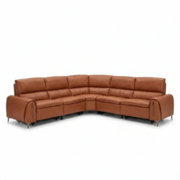Stratus Interiors Arizona Electric Recliner Corner Sofa - Tan Leather L Shape Sofa With Usb Charging Ports - Modern Living Room Furniture - thumbnail 2