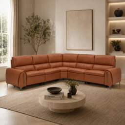 Stratus Interiors Arizona Electric Recliner Corner Sofa - Tan Leather L Shape Sofa With Usb Charging Ports - Modern Living Room Furniture - thumbnail 3