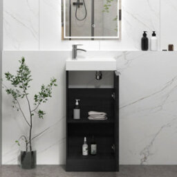 Royal Bathrooms Royal Bathroom Como 400mm Floor Standing Cloakroom Vanity Unit With 1 Tap Hole Ceramic Basin 1 Door Storage Cabinet - Hale Black - thumbnail 5