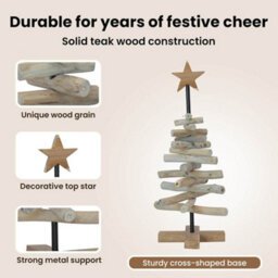 Vidaxl Christmas Tree With Stand Brown 60 Cm Solid Teak Wood - thumbnail 8