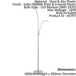 Mother & Child Lamp Satin Chrome & Frosted Plastic 18W Led & 6W Led - thumbnail 2