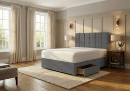 Adore Designs Ashford Plush Velvet Divan Bed, Headboard - 4Ft6 Double - Grey - 0 Drawers - thumbnail 2