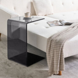 Wyld And Coco Novahome Cantilever Side End Table, Semi-Transparent Black Glass, 40 X 61 Cm, Modern Minimalist - thumbnail 2