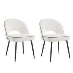 Home Detail Tilly Velvet Dining Chair Set Of 2, Ivory - thumbnail 1