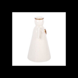 Heart Angel Taper Candle Holder Off White Ceramic Angel Candlestick - thumbnail 3
