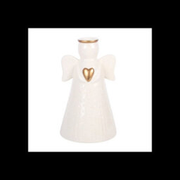 Heart Angel Taper Candle Holder Off White Ceramic Angel Candlestick - thumbnail 2