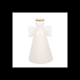 Heart Angel Taper Candle Holder Off White Ceramic Angel Candlestick - thumbnail 4