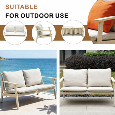 Abrihome 6 Piece Wood Garden Sofa Set - 3 Seater & 2 Armchairs - Nordic Outdoor Furniture With Cushions - image 1