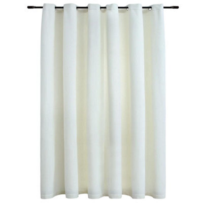 Berkfield Elegant Blackout Curtain With Metal Rings Velvet Cream 290X245 Cm
