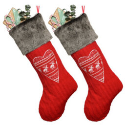 Dibor Set Of 2 Nordic Heart Xmas Gift Decoration Christmas Stocking For Kids - thumbnail 2