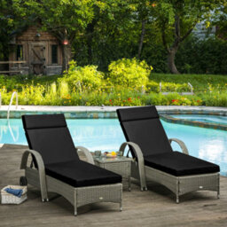 Outsunny Set Of 2 Lounger Cushions Only Deep Seat Patio Cushions Black