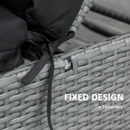 Outsunny Set Of 2 Lounger Cushions Only Deep Seat Patio Cushions Black - thumbnail 6