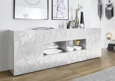 FurniComp LTD Furnicomp Evora 2 Door 4 Drawer White Gloss Sideboard - image 1