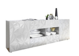 FurniComp LTD Furnicomp Evora 2 Door 4 Drawer White Gloss Sideboard - thumbnail 3