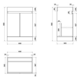 Affine 600mm Bathroom Vanity Unit Black Basin Furniture Floorstanding Soft Close Oak - thumbnail 5
