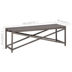 Berkfield Garden Bench 120 Cm Poly Rattan Grey - thumbnail 5