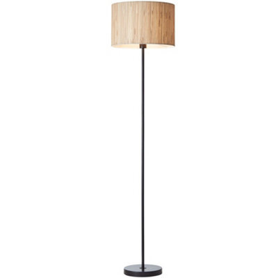 Loops 1615mm Floor Lamp - Natural Seagrass & Matt Black Trendy Woven Texture - Standing Led Light Base & Shade - image 1