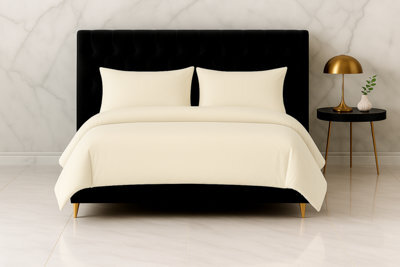 Microfibre Soft Touch Duvet Cover And Pillowcase/s Set Bed Linen Cream - image 1