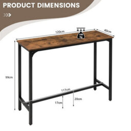 120Cm Industrial Counter Height Bar Table Footrest - thumbnail 2