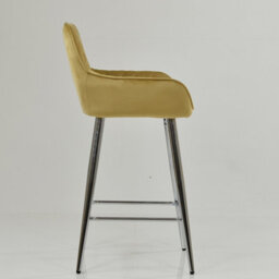 Lakeland Furniture Carson Camel Cream Velvet Chrome Fixed Base Bar Stool - thumbnail 5