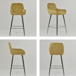 Lakeland Furniture Carson Camel Cream Velvet Chrome Fixed Base Bar Stool - thumbnail 2