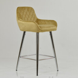 Lakeland Furniture Carson Camel Cream Velvet Chrome Fixed Base Bar Stool - thumbnail 4