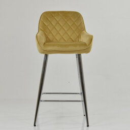 Lakeland Furniture Carson Camel Cream Velvet Chrome Fixed Base Bar Stool - thumbnail 3