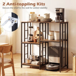 Gainoom Kitchen Baker's Rack Oven & Microwave Stand Table Industrial Coffee Bar Table Freestanding Utility Storage Cabinet - thumbnail 9