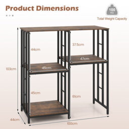Gainoom Kitchen Baker's Rack Oven & Microwave Stand Table Industrial Coffee Bar Table Freestanding Utility Storage Cabinet - thumbnail 2