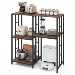 Gainoom Kitchen Baker's Rack Oven & Microwave Stand Table Industrial Coffee Bar Table Freestanding Utility Storage Cabinet