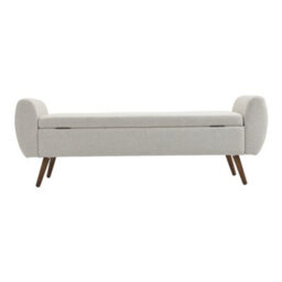 Living And Home Beige Linen Upholstered Storage Ottoman Bench Bed End Bench With Wood Legs W 1510 X D 470 X H 550 mm - thumbnail 3