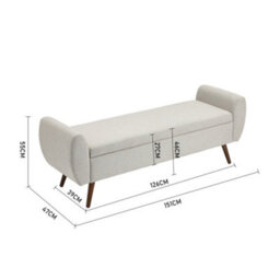 Living And Home Beige Linen Upholstered Storage Ottoman Bench Bed End Bench With Wood Legs W 1510 X D 470 X H 550 mm - thumbnail 7