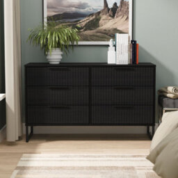 Ancona Matt Black Ash No Effect 6 Drawer Chest (H)678mm (W)1130mm (D)395mm - thumbnail 1
