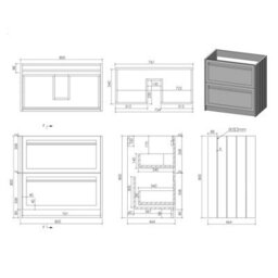 Royal Bathrooms Royal Bathroom Elmore 800mm Matt Pebble Grey Freestanding Bathroom Vanity Unit 2 Drawer Plain White Worktop With Elena Basin - thumbnail 8