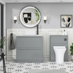 Royal Bathrooms Royal Bathroom Elmore 800mm Matt Pebble Grey Freestanding Bathroom Vanity Unit 2 Drawer Plain White Worktop With Elena Basin - thumbnail 5