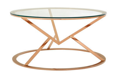 Orsina Unique Corseted Round Rose Gold Coffee Table, Geometric Display Table, Versatile Decorative Coffee Table - image 1