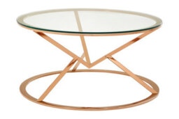 Orsina Unique Corseted Round Rose Gold Coffee Table, Geometric Display Table, Versatile Decorative Coffee Table - thumbnail 2
