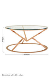 Orsina Unique Corseted Round Rose Gold Coffee Table, Geometric Display Table, Versatile Decorative Coffee Table - thumbnail 4