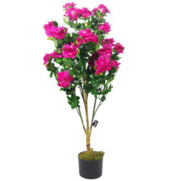 Leaf 100Cm Premium Artificial Azalea Pink Flowers Potted Plant - thumbnail 1