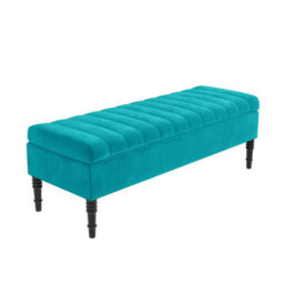 Safar 150Cm Ottoman Storage Bench - Plush Velvet Shoe Bench - Teal Lined Upholstery Storage Footstool - thumbnail 4