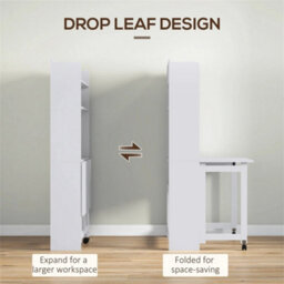 Computer Desk With Foldable Desktop And Storage Shelves, Study Table, White - thumbnail 3