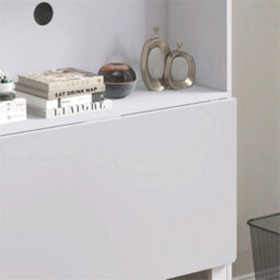 Computer Desk With Foldable Desktop And Storage Shelves, Study Table, White - thumbnail 6