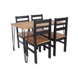Core Products Augusta Antique Waxed Pine 118Cm Wide Dining Table With 4 Black Pine Chairs - thumbnail 2