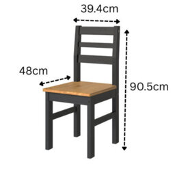 Core Products Augusta Antique Waxed Pine 118Cm Wide Dining Table With 4 Black Pine Chairs - thumbnail 7