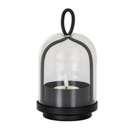 Hill Interiors Nyx Large Candle Holder With Glass Cloche - L10 X W10 X H23 Cm - Black - thumbnail 2