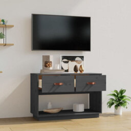 Berkfield Tv Cabinet Grey 90X40X60 Cm Solid Wood Pine - thumbnail 3