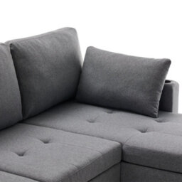 L-Shaped Convertible Corner Sofa Bed With Storage Under Seat For Living Room Grey - thumbnail 9