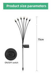 Amorly Solar Firefly Garden Lights, 6 Led Warm White Wind Swaying Solar Powered Stake Lights, Outdoor Decorative Swaying Firefly Lights - thumbnail 3