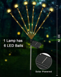 Amorly Solar Firefly Garden Lights, 6 Led Warm White Wind Swaying Solar Powered Stake Lights, Outdoor Decorative Swaying Firefly Lights - thumbnail 2
